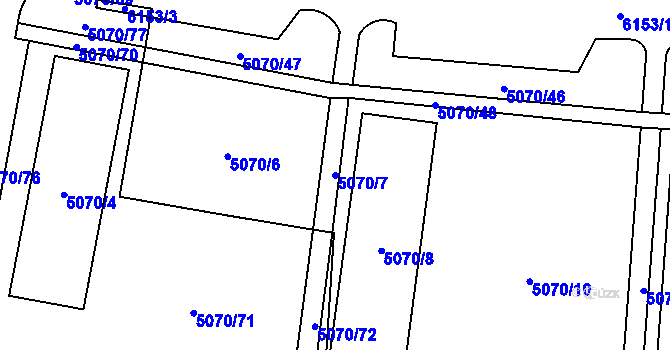 Parcela st. 5070/7 v KÚ Jihlava, Katastrální mapa