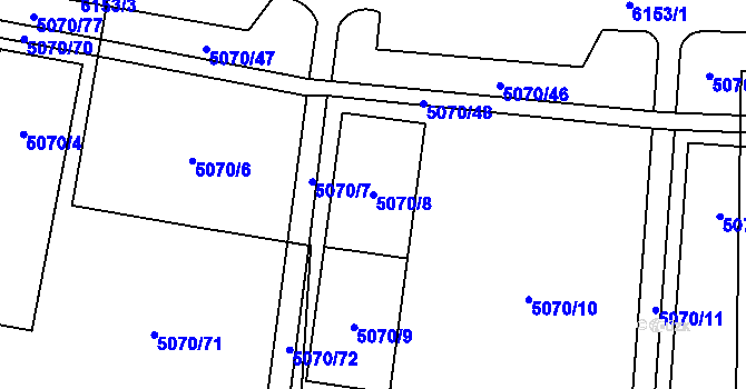 Parcela st. 5070/8 v KÚ Jihlava, Katastrální mapa