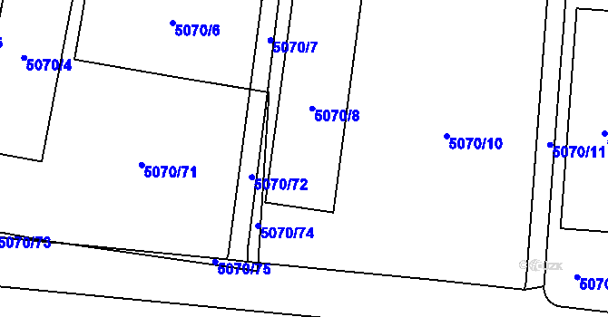 Parcela st. 5070/9 v KÚ Jihlava, Katastrální mapa