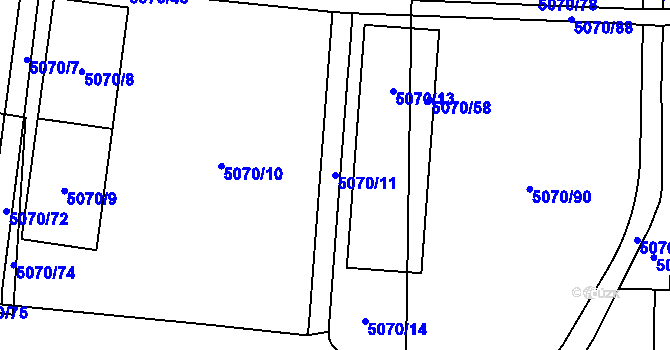 Parcela st. 5070/11 v KÚ Jihlava, Katastrální mapa