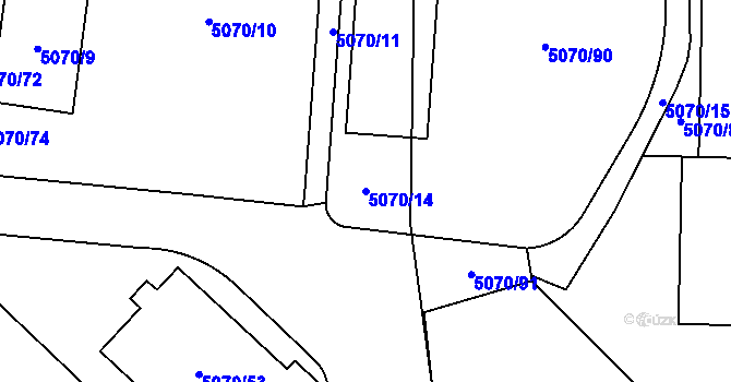 Parcela st. 5070/14 v KÚ Jihlava, Katastrální mapa