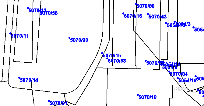 Parcela st. 5070/15 v KÚ Jihlava, Katastrální mapa