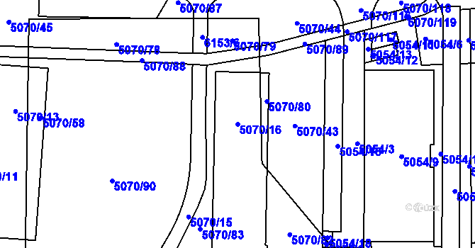 Parcela st. 5070/16 v KÚ Jihlava, Katastrální mapa