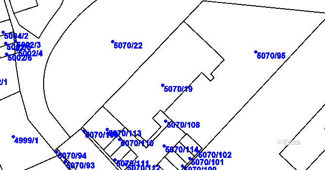 Parcela st. 5070/19 v KÚ Jihlava, Katastrální mapa
