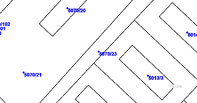 Parcela st. 5070/23 v KÚ Jihlava, Katastrální mapa