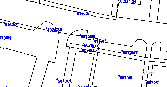 Parcela st. 5070/77 v KÚ Jihlava, Katastrální mapa
