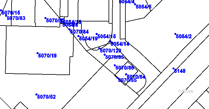 Parcela st. 5070/85 v KÚ Jihlava, Katastrální mapa