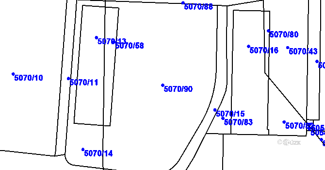 Parcela st. 5070/90 v KÚ Jihlava, Katastrální mapa