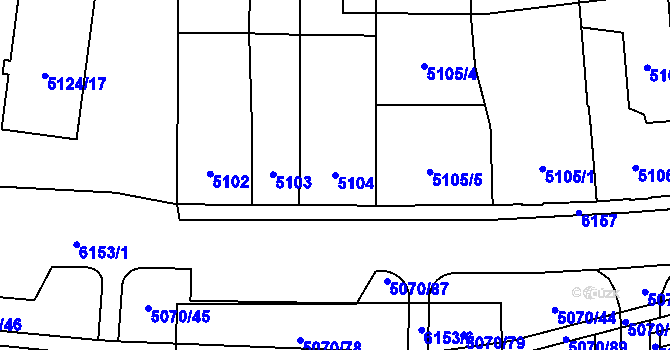 Parcela st. 5104 v KÚ Jihlava, Katastrální mapa