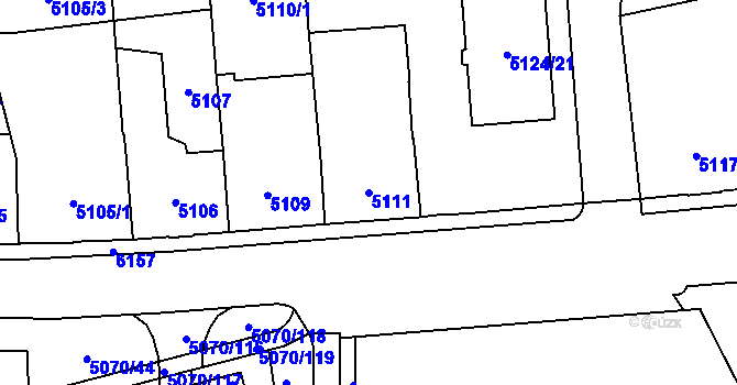 Parcela st. 5111 v KÚ Jihlava, Katastrální mapa