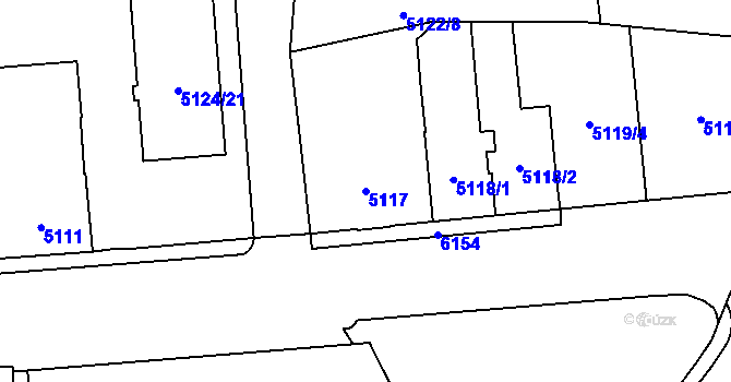 Parcela st. 5117 v KÚ Jihlava, Katastrální mapa