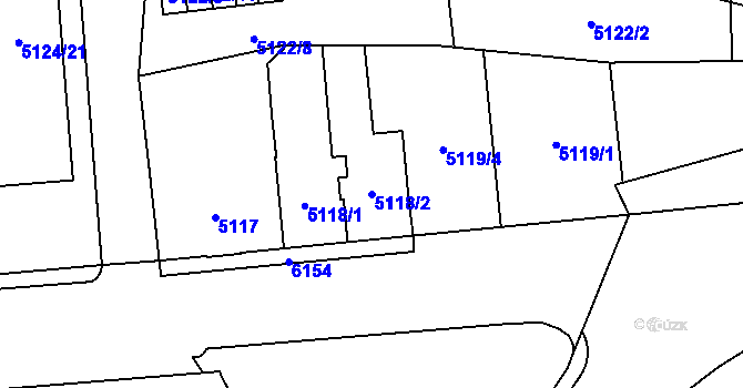 Parcela st. 5118/2 v KÚ Jihlava, Katastrální mapa