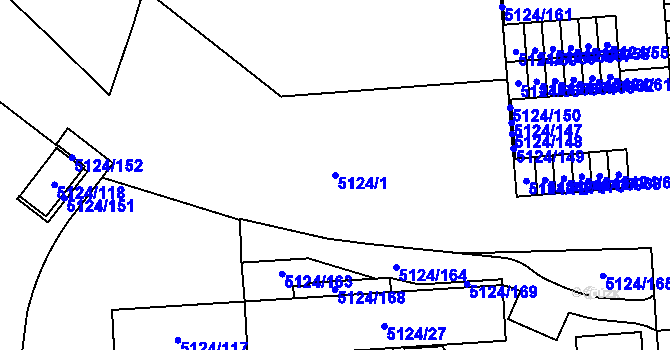 Parcela st. 5124/1 v KÚ Jihlava, Katastrální mapa