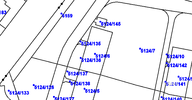 Parcela st. 5124/6 v KÚ Jihlava, Katastrální mapa