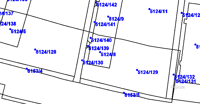 Parcela st. 5124/8 v KÚ Jihlava, Katastrální mapa