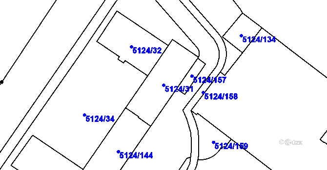 Parcela st. 5124/31 v KÚ Jihlava, Katastrální mapa