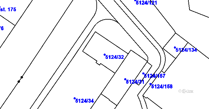 Parcela st. 5124/32 v KÚ Jihlava, Katastrální mapa