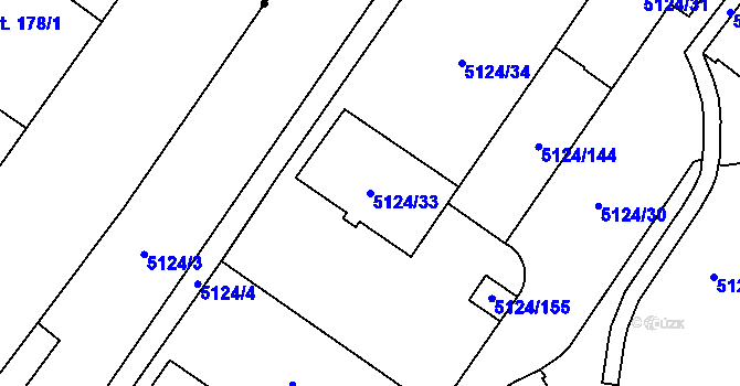 Parcela st. 5124/33 v KÚ Jihlava, Katastrální mapa