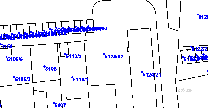Parcela st. 5124/92 v KÚ Jihlava, Katastrální mapa