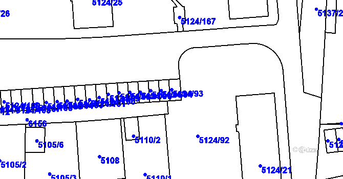 Parcela st. 5124/93 v KÚ Jihlava, Katastrální mapa