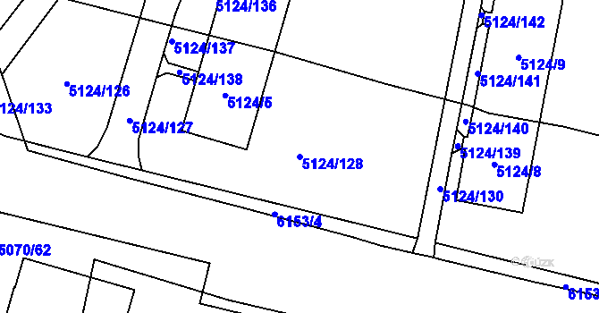 Parcela st. 5124/128 v KÚ Jihlava, Katastrální mapa