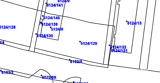 Parcela st. 5124/129 v KÚ Jihlava, Katastrální mapa