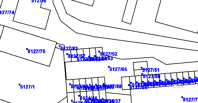Parcela st. 5127/52 v KÚ Jihlava, Katastrální mapa