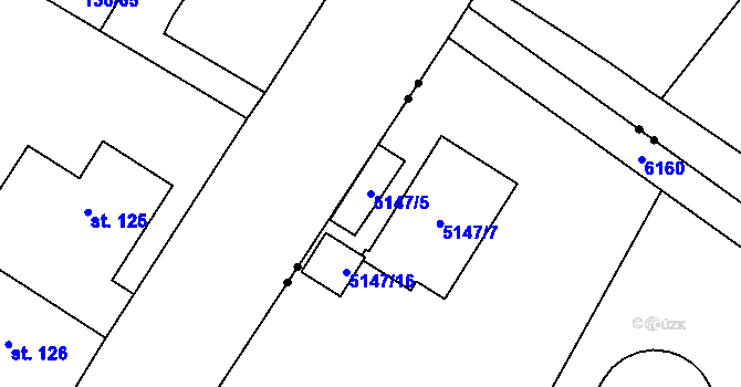 Parcela st. 5147/5 v KÚ Jihlava, Katastrální mapa