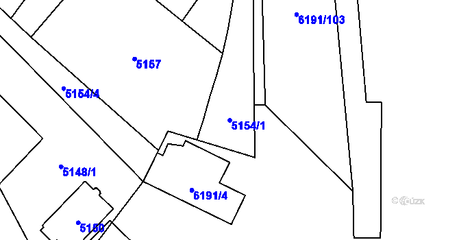 Parcela st. 5154/1 v KÚ Jihlava, Katastrální mapa