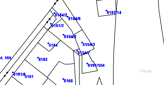 Parcela st. 5154/3 v KÚ Jihlava, Katastrální mapa