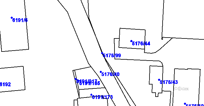 Parcela st. 5176/99 v KÚ Jihlava, Katastrální mapa