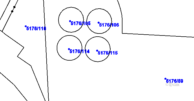 Parcela st. 5176/115 v KÚ Jihlava, Katastrální mapa