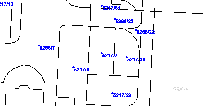 Parcela st. 5217/7 v KÚ Jihlava, Katastrální mapa