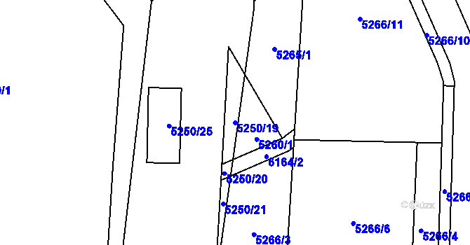 Parcela st. 5250/19 v KÚ Jihlava, Katastrální mapa