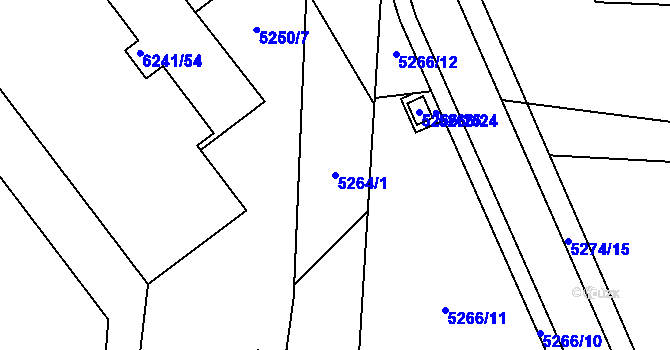 Parcela st. 5264/1 v KÚ Jihlava, Katastrální mapa