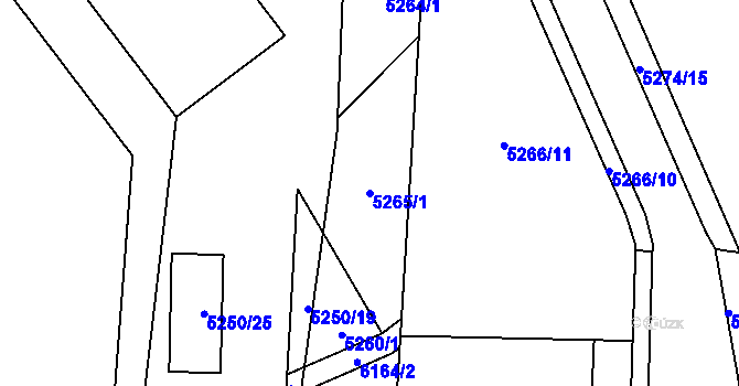 Parcela st. 5265/1 v KÚ Jihlava, Katastrální mapa