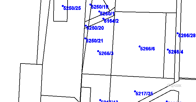 Parcela st. 5266/3 v KÚ Jihlava, Katastrální mapa