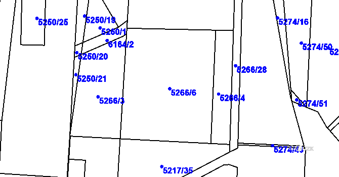 Parcela st. 5266/6 v KÚ Jihlava, Katastrální mapa