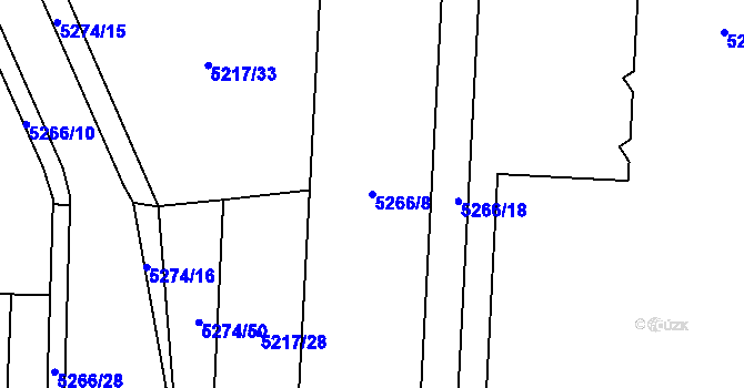 Parcela st. 5266/8 v KÚ Jihlava, Katastrální mapa