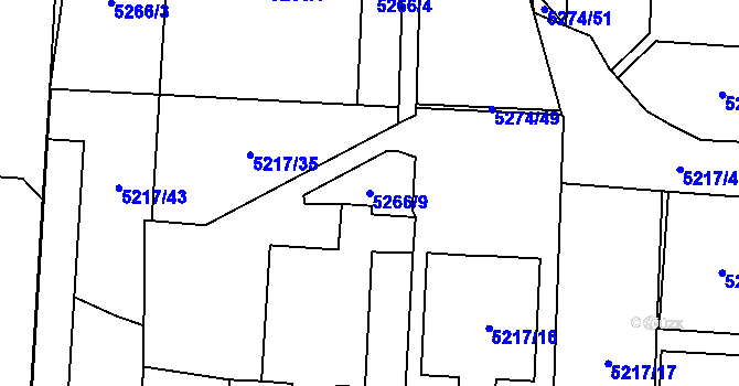 Parcela st. 5266/9 v KÚ Jihlava, Katastrální mapa