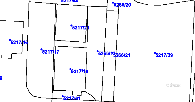 Parcela st. 5266/13 v KÚ Jihlava, Katastrální mapa