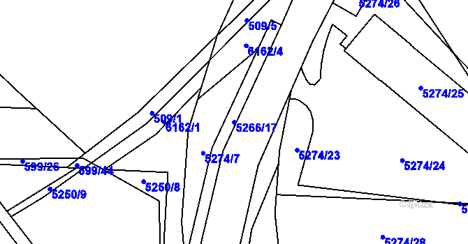 Parcela st. 5266/17 v KÚ Jihlava, Katastrální mapa