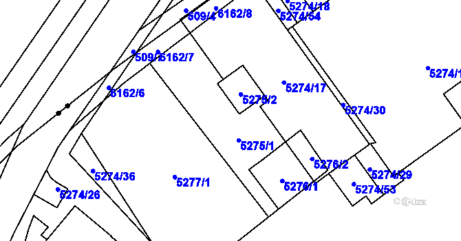 Parcela st. 5275 v KÚ Jihlava, Katastrální mapa