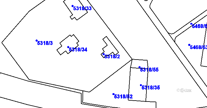 Parcela st. 5318/2 v KÚ Jihlava, Katastrální mapa