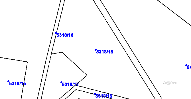 Parcela st. 5318/18 v KÚ Jihlava, Katastrální mapa