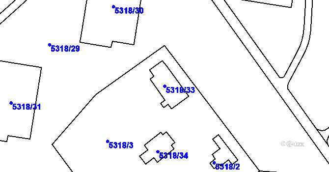 Parcela st. 5318/33 v KÚ Jihlava, Katastrální mapa