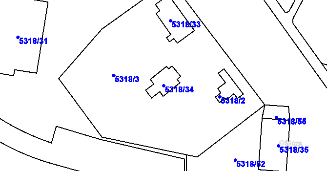Parcela st. 5318/34 v KÚ Jihlava, Katastrální mapa