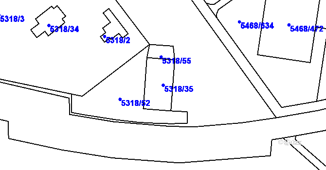Parcela st. 5318/35 v KÚ Jihlava, Katastrální mapa