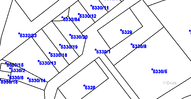 Parcela st. 5330/1 v KÚ Jihlava, Katastrální mapa