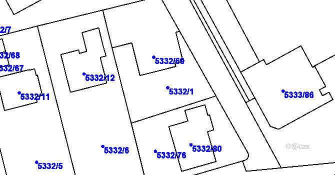 Parcela st. 5332/1 v KÚ Jihlava, Katastrální mapa